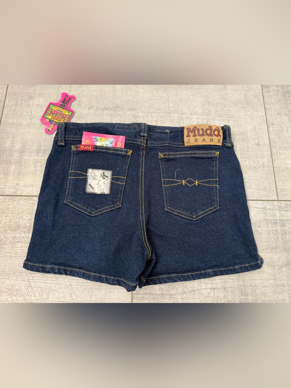 NWT Y2K Mudd Dark Wash Denim Shorts Size 11 Juniors / Women's New Vintage Stock - Picture 5 of 9